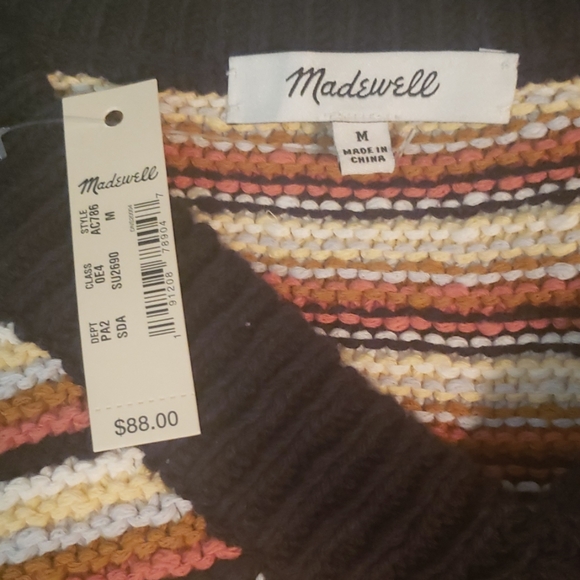 Madewell Arden Striped V-Neck Pullover Sweater - Picture 3 of 4